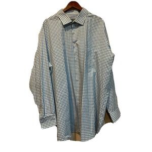 Geoffrey Beene Tall 20 37/38 Blue White Flannel Pattern 55% Cotton 45% Polyester